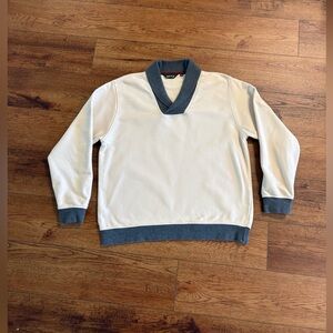 Orvis Cream Cotton Shawl Collar Pullover - Size L